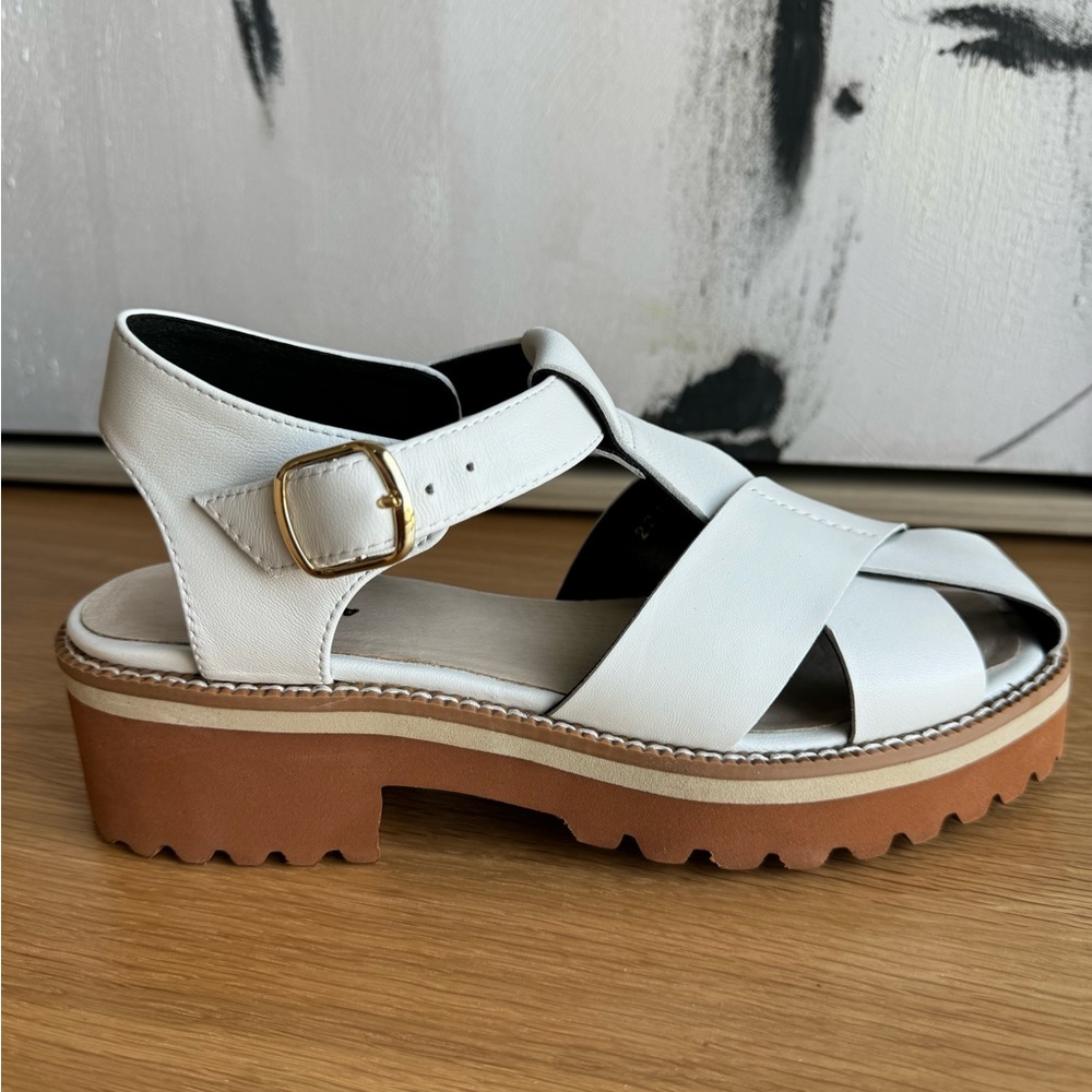 All Black Footwear chris cross lugg sandal in white